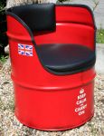 Keep Calm and Carry On - Ölfaß Stuhl Spezialanfertigung von Kunden Keep Calm and Carry On - Ölfaß Stuhl Motoroe...